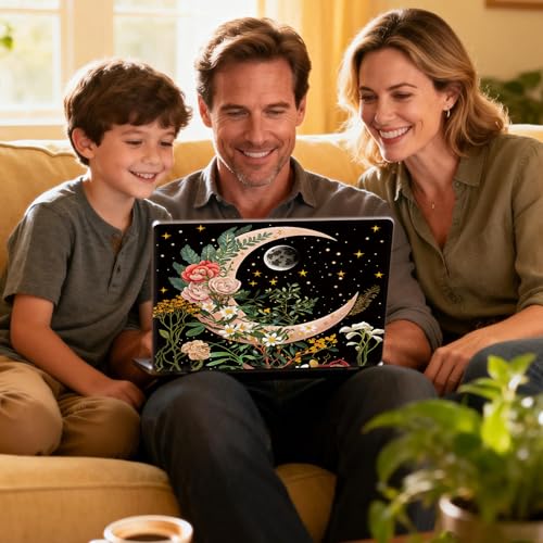 Universal Laptop Skin Sticker Decal for 11.6”12" 13" 13.3" 14" 15" 15.4" 15.6" Reusable Waterproof Scratch-Scratch Resistant Protective Vinyl Laptop Notebook Skin Stickers - Moon Floral Flower - color: Moon Floral Flower