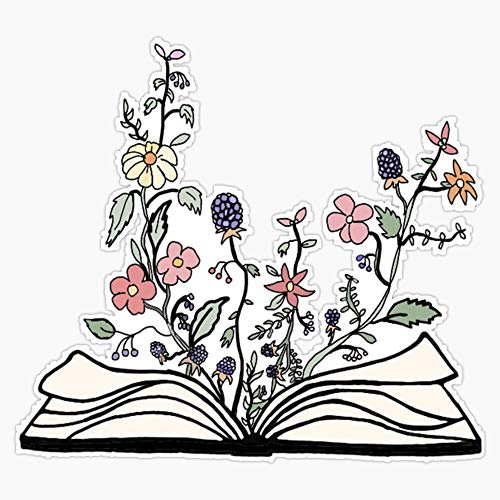 Book Of/With Flowers Sticker Vinyl Waterproof Sticker Decal Car Laptop Wall Window Bumper Sticker 5"