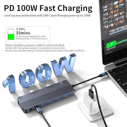 Docking Station 3 Monitors for HP/Dell/Lenovo/MacBook Laptop,13 in 1 USB C Hub, Computer Docking Station for Laptop with Dual HDMI,VGA,USB 3.0,Fast Charging Port,SD/TF Card Reader,3.5mm Audio - style: 13 in 1 4K@30Hz
