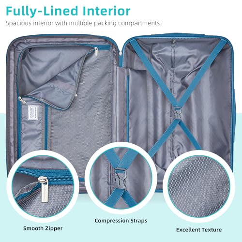 LARVENDER Carry on Luggage Sets 3 Piece, 20 Inch Suitcases, Ocean Breeze | 22x14x9 Airline Approved, Gradient PC+ABS Hardshell, Smooth 360° Wheels, TSA Lock, 3-Piece Set with Color-matched Backpack - color: Ocean Breeze-20BP, size: 3 Piece Set (Backpack/T