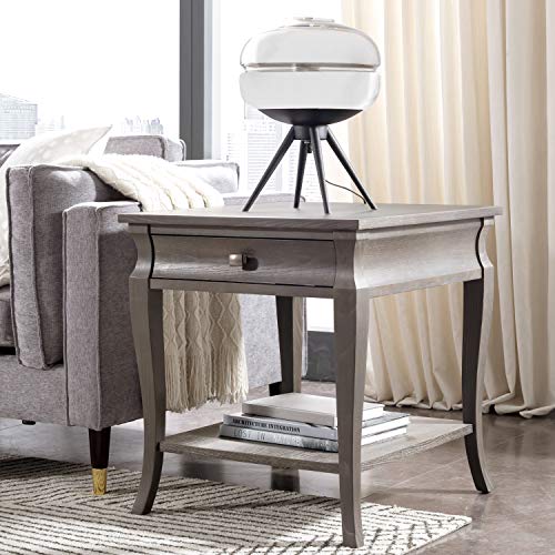 Leick Home 11607-GW Luna One Drawer Side Table and Shelf, Gray Wash - color: Grey