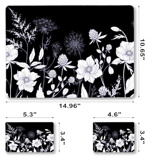 Laptop Skin Sticker Decal,12" 13" 13.3" 14" 15" 15.4" 15.6 inch Laptop Vinyl Skin Sticker Cover Art Protector Notebook PC (2 Wrist Pad Skins Included), Waterproof Removable, Black White Flower - color: Black White Flower