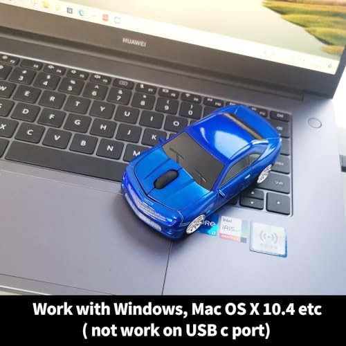 Car Mouse for Compuer, Funny Sport Car Shaped Computer Mouse, 2.4Ghz Wireless Mouse Car Mouse with USB Reciver for Laptop, PC (Blue) - color: Blue