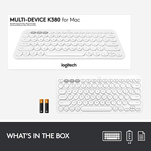 Logitech K380 Multi-Device Wireless Bluetooth Keyboard for Mac - Off White (Renewed)