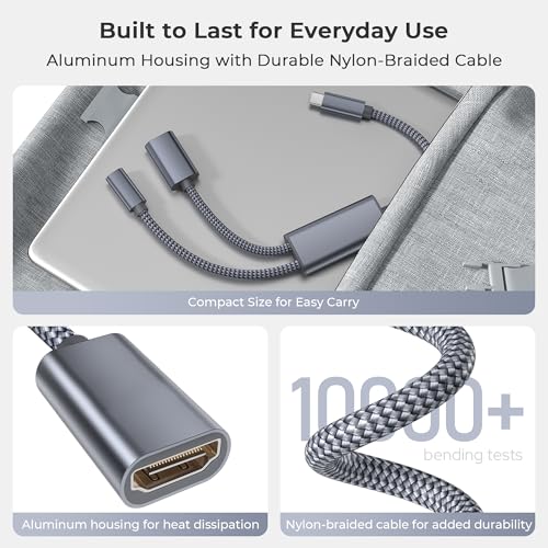 Basesailor USB C to HDMI Adapter,Type C to 4K HDMI with 100W PD Charger | USBC to HDMI Female Converter for Nintendo Switch,Steam Deck,iPhone 17 16 15,MacBook,iPad,Samsung S25 and Display Mode Device