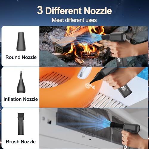 Compressed Air Duster, 180000RPM Powerful Cordless Electric Air Duster with Brushless Motor and LED Light, Rechargeable Stepless Speed Regulation Dust Blower for PC, Keyboard, House, Car and Outdoor