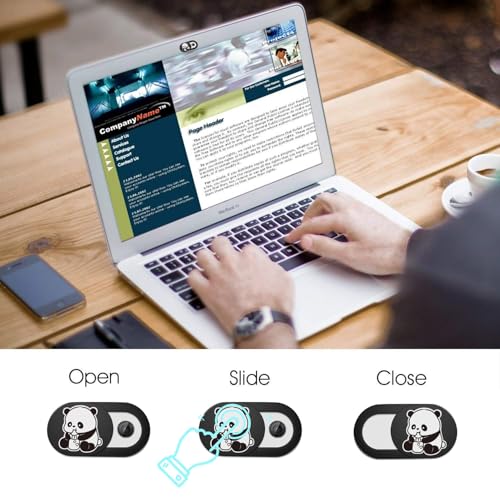 SIREG Webcam Cover Ultra Thin - Web Camera Cover fits Laptop,Tablet,PC,Computer, Smartphone, Protect Your Privacy and Security,Strong Adhesive (Panda-Black & 3 Pack) - color: Panda-Black & 3 pack