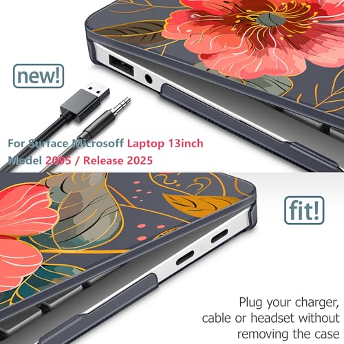 Mektron Printed Case for 2025 Microsoft Surface Laptop Windows 11 Copilot+ PC Surface Laptop 13 inch Touchscreen Display Cover Fits Model 2095, Floral C339 - color: Floral C339