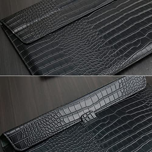 Crocodile Grain PU Leather Flap Style Case Bag Laptop Sleeve for MacBook Air 15 inch 2026-2023 A3448 M5 M4 M3 M2 Notebook Bag for Mac Pro 16 A3428 A3429 2019-2026 Pro 15 2012-2019, Black - color: Black