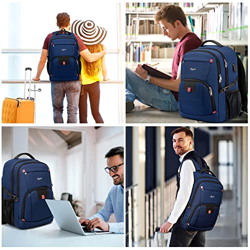 CAFELE 17.3 Inch Laptop Computer Backpack College School Bookbag Business Travel Water Resistant Durable Backpck with USB Charging Port for Women Men,Blue - color: Blue