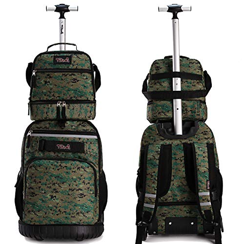Tilami Rolling Backpack 19 inch with Lunch Bag Wheeled Laptop Backpack, Camouflage - color: Camouflage
