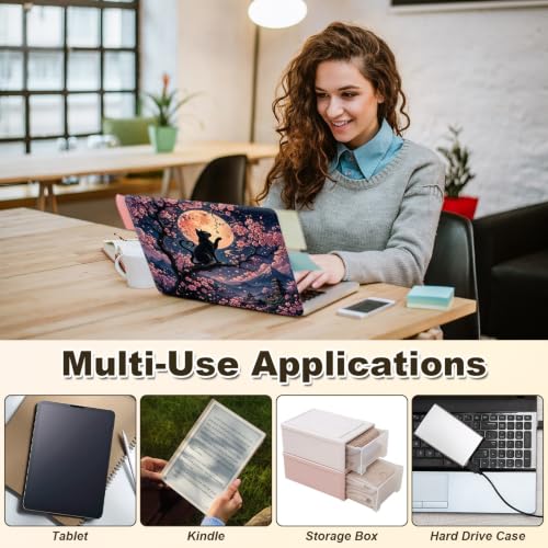 Universal Laptop Skin Sticker Decal 11-15.6 Inches, Cat Cherry Blossom | Reusable Vinyl Sticker for 12.1 13 13.3 14 15.4 Inches Notebook PC, Scratch Resistant Waterproof, Easy to Trim & Apply - color: Cat Cherry Blossom