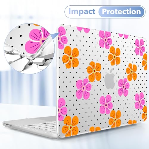 May Chen for MacBook Neo Case 13 inch 2026 | 100% Match Official Color | Pattern Printing, Anti-Crack & Scratch & Fingerprint | Protective Hard Shell Cases Model A3404 - Polka dots Abstract Flowers - color: Polka dots abstract flowers