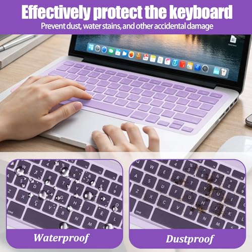 Laptop Keyboard Protector Silicone Transparent Cover for Dustproof Protection Compatible with 13-14 Inch (Purple) - color: purple