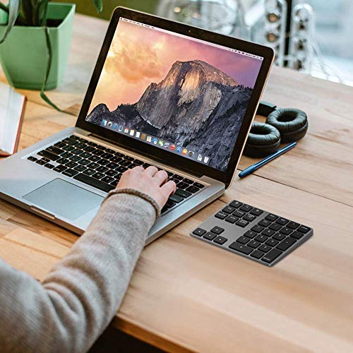 Lekvey Bluetooth Number Pad, Aluminum Rechargeable Wireless Numeric Keypad | Slim 34-Keys for Macbook, MacBook Air/Pro, iMac, Laptop, Windows, Surface Pro etc, External Numpad Keyboard Data Entry, Black - color: Bluetooth - Black