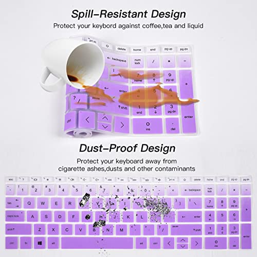 Keyboard Cover for HP 17.3 Laptop 17-cn 17-cp Series 17-cp2199nr 17-cn3399nr 17-cn3097nr 17-cp3003dx 17-cn4153cl 17-cn2083dx 17-cp3155cl 17-cp2025dx cp3005dx 17z-cp300/200 17t-cn400/cn200 - color: Ombre Purple