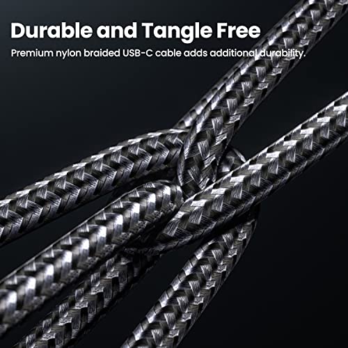 Fasgear USB C to USB C 3.2 Gen 2x2 Cable, 10ft, Black | 90 Degree, 4K Video, 20Gbps, 100W, Nylon Braided, Compatible with Mac-book Pro, i-Pad Pro, Laptops, Monitors, Galaxy S22 - color: Black, size: 10 ft
