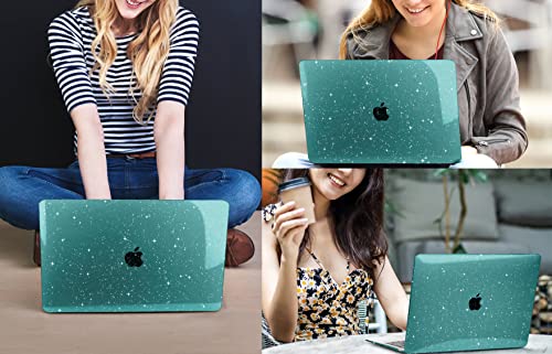 CISSOOK for MacBook Air 13 inch Case M4 M3 M2 2025 2024 2022, Plastic Hard Shell Case Glitter Bling Cover with Keyboard Cover for MacBook Air 13.6 A3240 A3113 A2681, Deep Teal Glitter - color: Air13.6inch-Deep Teal Glitter
