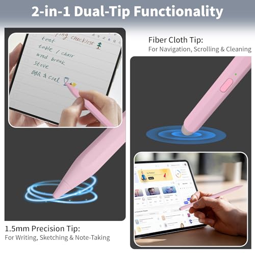 2-in-1 Stylus, Stylus Pen for Touchscreen,High Sensitivity & Precision | Touchscreen Suitable for iPad/iPhone/Samsung/Android Smartphone and Tablets, Compatible with All Touchscreen - color: Pink