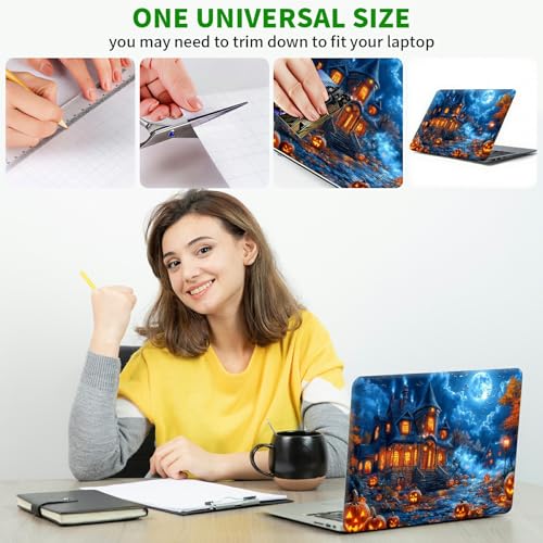 Laptop Skin Sticker Decal, Universal Protective Cover Fit 12 13 14 15.6 Inch Notebook, Reusable Water-Resistant Vinyl Decal w/ 2 Wrist Pads for Business Travel Office, Castle Maple Leaves - color: Castle Maple Leaves