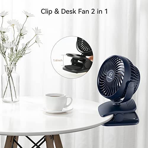 Shinebella AA Battery Powered Clip on Fan with 4-Speed, 5’’ Small Desk Fan with Aroma Function, USB Powered, 360°Rotation, Ultra Quiet, for Golf Cart, Stroller, Bedroom,Car(Batteries Not Included)
