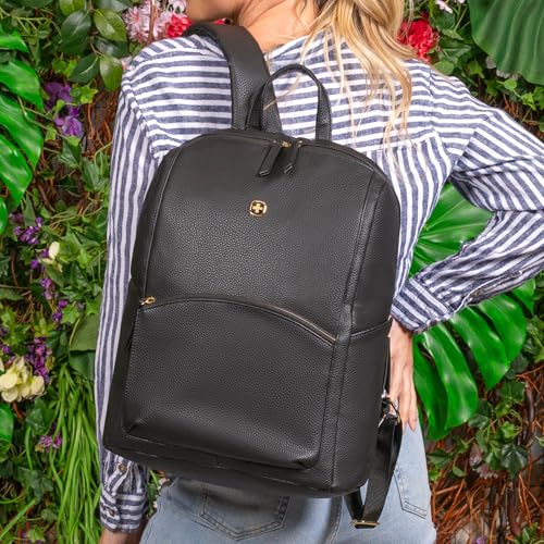SwissGear Serenity Luxe Women's Laptop Backpack, Laptop Bag Fits Most 13-Inch Laptops, Black, 16 Inches - color: Black