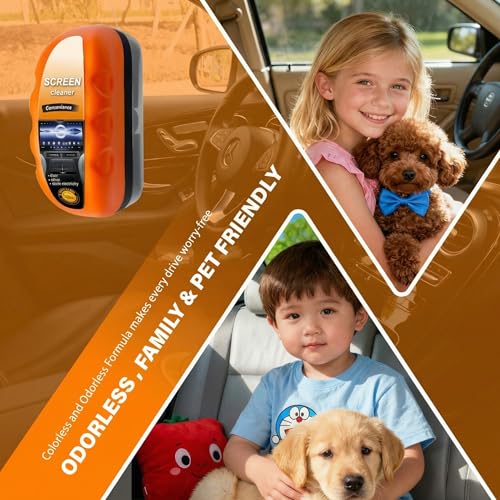 Car Screen Cleaner with Built-in Sponge | Effortlessly Removes Fingerprints, Dust and Make-up Stains | Anti Static Formula Safely Works on TV, Laptop, Computer Monitor, Phone, Dashboard & Console