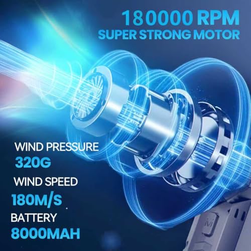 Compressed Air Duster, 180000RPM Electric Car Vacuum Air Blower and Pump, Rechargeable Cordless Air Blower Desk Vacuum Cleaning Kit for Computer Keyboard Home Car Dust Removal
