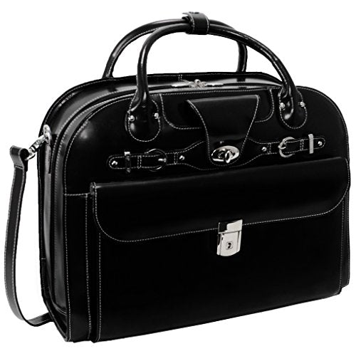 McKleinUSA W Series, ROSEVILLE, Top Grain Cowhide Leather, 15" Leather Fly-Through Checkpoint-Friendly Patented Detachable -Wheeled Ladies' Laptop Briefcase, Green (96641) - color: Green
