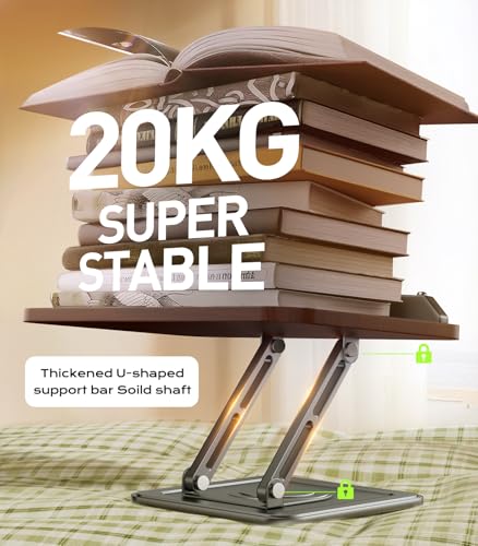 Book Stand for Reading, Adjustable Book Holder with 360°Rotating Bases, Ergonomic Cookbook Stand Recipe Book Holder with Elastic Page Clips for Magazines, Tablets, Laptops,Black - color: Black