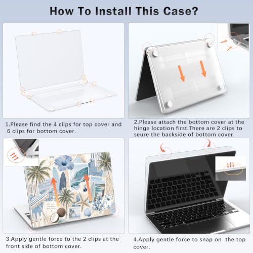Compatible with MacBook Pro 13 inch Case M2 2025, 2024-2016 A2338 M1 A2251 A2289 A2159 A1989 A1708 A1706, Cute Beach Collage Protective Hard Shell Matte Cover for Mac Pro 13 - color: Beach K, size: MacBook Pro 13 inch