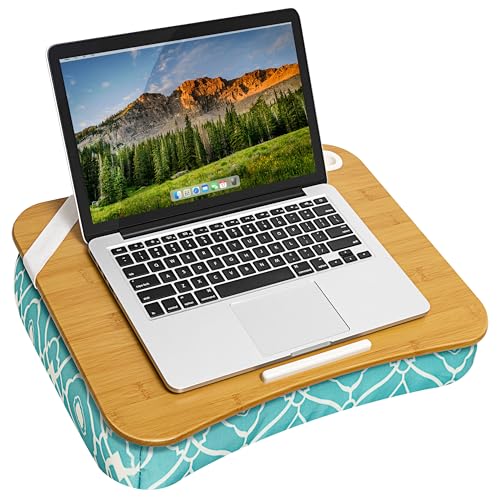 LAPGEAR Designer Lap Desk – Aqua Trellis, 2-Pack with Storage Basket - color: Aqua Trellis, size: 2-Pack Lap Desks + Basket