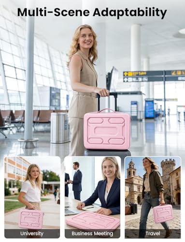 DOMISO Laptop Hard Case 17-17.3 inch Waterproof Shockproof Hard Shell Laptop Sleeve with Handle & Storage Pocket, Compatible with MacBook, HP, Dell,Pink - color: Pink, size: 17.3 inch