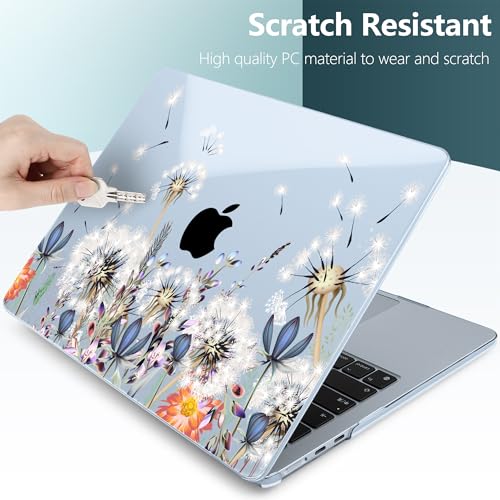 DONGKE for MacBook Air 13 Inch Case M5 2026 M4 2025 M3 M2 2024-2022 A3449 A3240 A3113 A2681, Plastic Hard Shell & Keyboard Cover & Screen Film for MacBook Air 13.6 Inch Case - Dandelion - color: Dandelion