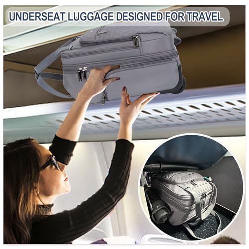 EMPSIGN Underseat Carry On Wheeled - 16" Carry on Bag with Wheels Multi-functional Lightweight Rolling Bag Overnight Weekender Small Suitcase for Women Men Travel Business, Dark Grey - color: Dark Grey