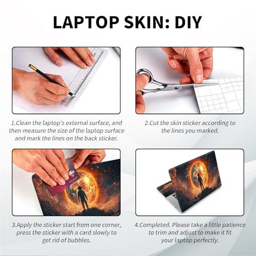 Universal Laptop Skin, DIY Cut-to-Fit Vinyl Cover Compatible with HP, Dell, Lenovo, Mac (13.3" to 15.6"), Anti-Scratch, No Residue & Bubble-Free Protective Decal Sticker, Astronaut Fiery Planet - color: Astronaut Fiery Planet