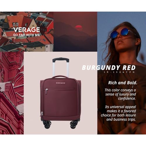 Verage Underseat Carry On Luggage with Wheels, 14.5-Inch Spinner Small Suitcase, Softside Lightweight Travel Bag for Men and Women, Airplane Carry On Bag, Burgundy Red - color: Truffle Red, size: Basic Underseat