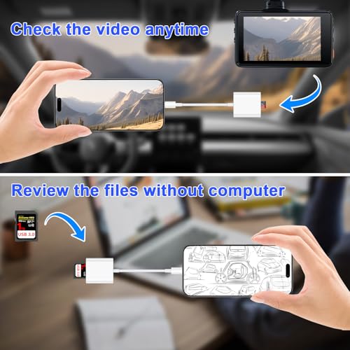 for iPhone 17e 17 Air 17 Pro Max, SD Card Reader for iPhone 16e 16 Pro Max Plus 15 iPad Mac, USB C Micro SD Card Adapter Camera Memory Card Reader for SD,Micro SD,SDHC,SDXC,TF Card,Micro SDHC,UHS-I/II