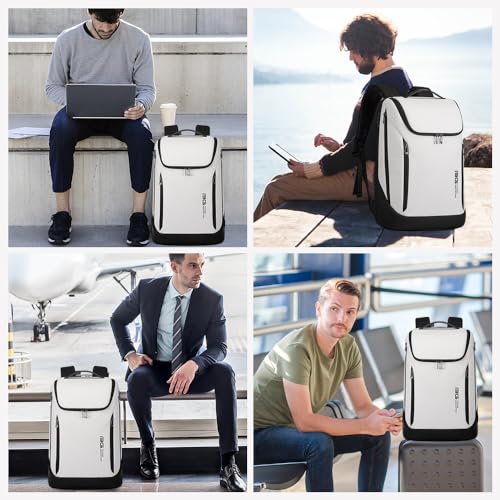 BANGE Business Smart Backpack Waterproof fit 15.6 Inch Laptop Backpack with USB Charging Port,Travel Durable Backpack - color: White