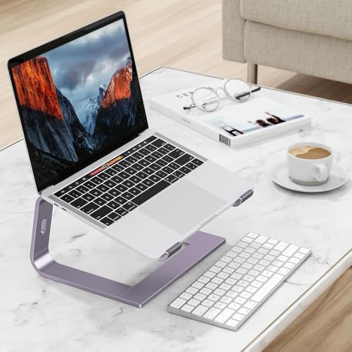 OMOTON Laptop Stand, Detachable Mount for MacBook Air/Pro Dell HP Purple | 11-17" Laptop Holder for Desk, Notebook Computer Mount, Lightweight Cooling for Desk, Ergonomic Home Office - color: Purple