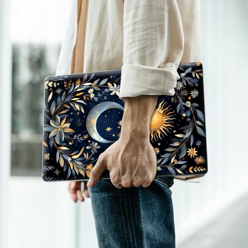 Reusable Universal Laptop Skin Sticker, Cut to Fit for 11.6–15.6 Inch Laptops, Waterproof Protective Film, No-Residue - Celestial Sun Moon Wreath - color: Celestial Sun Moon Wreath