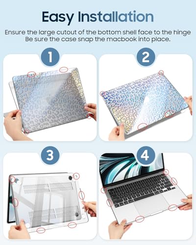 Fintie Case for MacBook Air 13 inch A3449/A3240/A3113/A2681 2022-2026 | M2/M3/M4/M5, Snap On Hard Shell, Full Port Access, Easy On/Off, Lightweight, Leopard - color: Five-Pointed Star