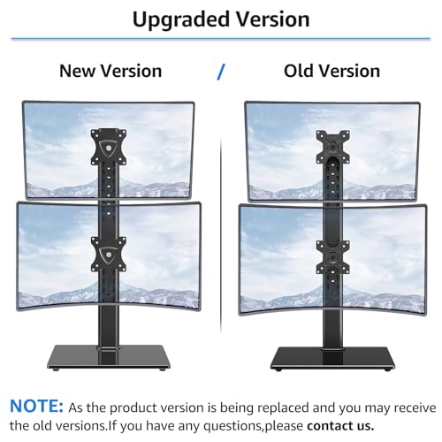 MOUNTUP Vertical Dual Monitor Stand, Stack Two Screens up to 32 inches,33 Lbs, Free-Standing Monitor Desk Mount, Monitor Riser with Swivel, Tilt, Height Adjustable, VESA Stand 100 x 100mm, 75 x 75mm - size: Dual