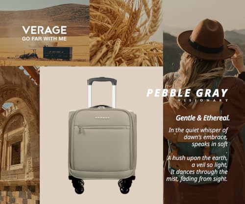 Verage Underseat Carry On Luggage with Wheels, 14.5-Inch Spinner Small Suitcase, Softside Lightweight Travel Bag for Men and Women, Airplane Carry On Bag, Pebble Gary - color: Pebble Grey, size: Basic Underseat