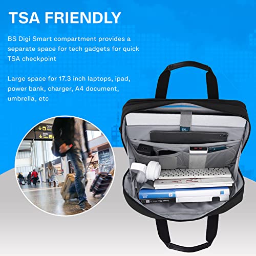 BAGSMART 17.3 Inch Laptop Bag Expandable Computer Bag Briefcase, Black | Men Women Laptop Shoulder Bag,Work Bag Business Travel Office - color: Black-17.3 Inch