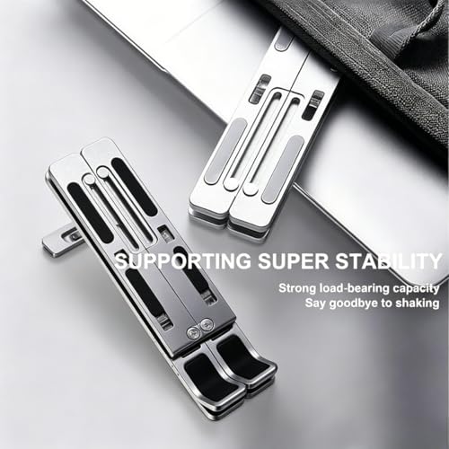 1Pc Foldable Ventilated Laptop Stand, Adjustable Desk Computer Riser, Portable Notebook Holder for 10-15.6 Inch Laptops (White)