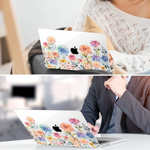 TWOLSKOO for MacBook Air 15 inch Case 2026 2025 2024 2023 Release M5 A3448 M4 A3241 M3 A3114 M2 A2941, Plastic Hard Shell & Screen Protector & Keyboard Cover & Trackpad Film, Beautiful Flowers - color: Beautiful Flowers D020