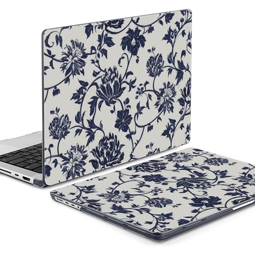 Batianda Case for New MacBook Pro 16 inch 2026 M5 2024 2023 2021 Release with M4 M3 M2 M1 Pro/Max Chip,Slim Lightweight Protective Shell Creative Pattern with Keyboard Cover Protector, Navy Flowers - color: Navy flowers