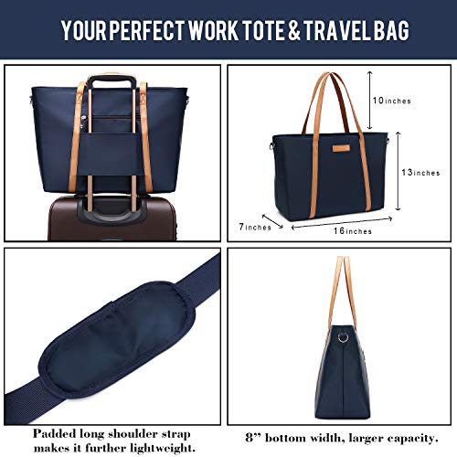 BUG Lightweight Women Laptop Tote Bag for Work, Casual Handbag for Travel Beach College Teacher - color: Navy Blue