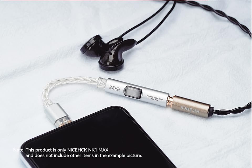 NICEHCK NK1 MAX Silver CX31993 Dual Chip USB C to 3.5 HiFi DAC Amp Cable | DAC dongle with CX31993+MAX97220 dual chips, upgraded 8-strand silver-plated OCC cable,supports 32bit/384kHz lossless audio - color: Pale Silver
